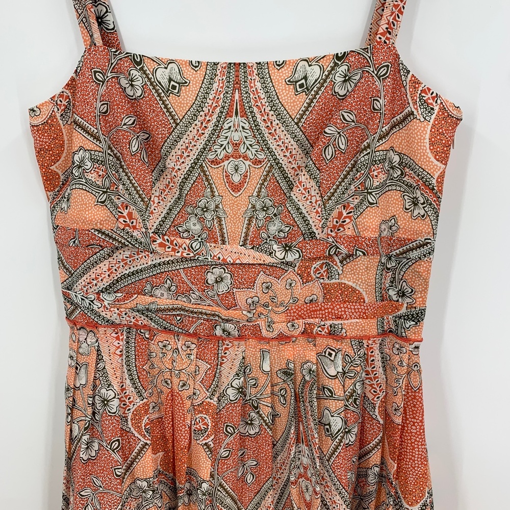 Ann Taylor Fit and Flare Pleated Sleeveless Cotton/Silk Midi Dress Sz 10 - Picture 5 of 16